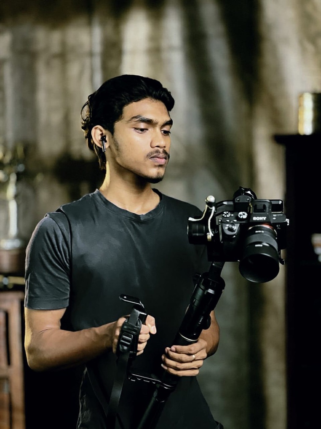On set with the rig