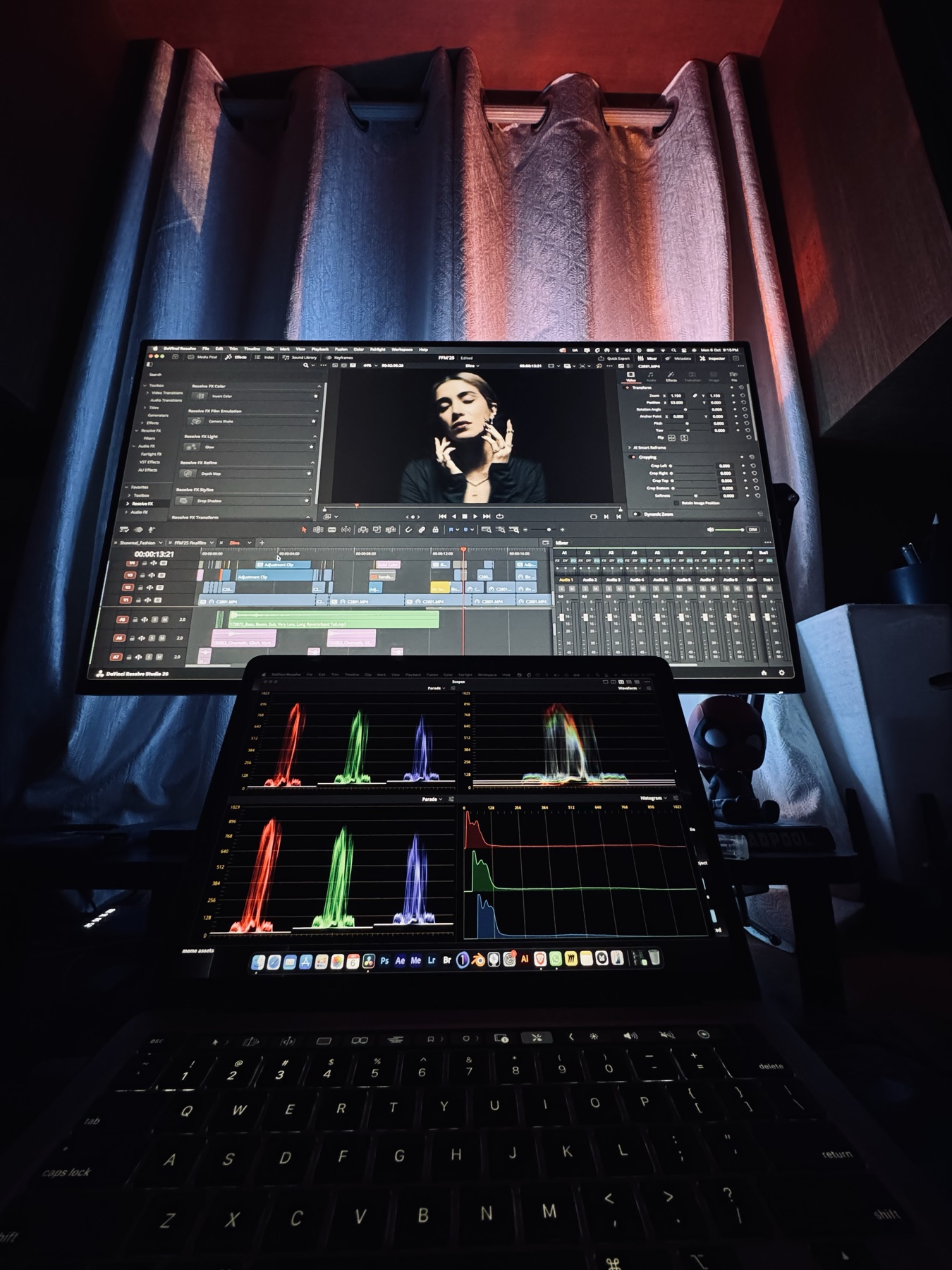 Edit bay, grading session